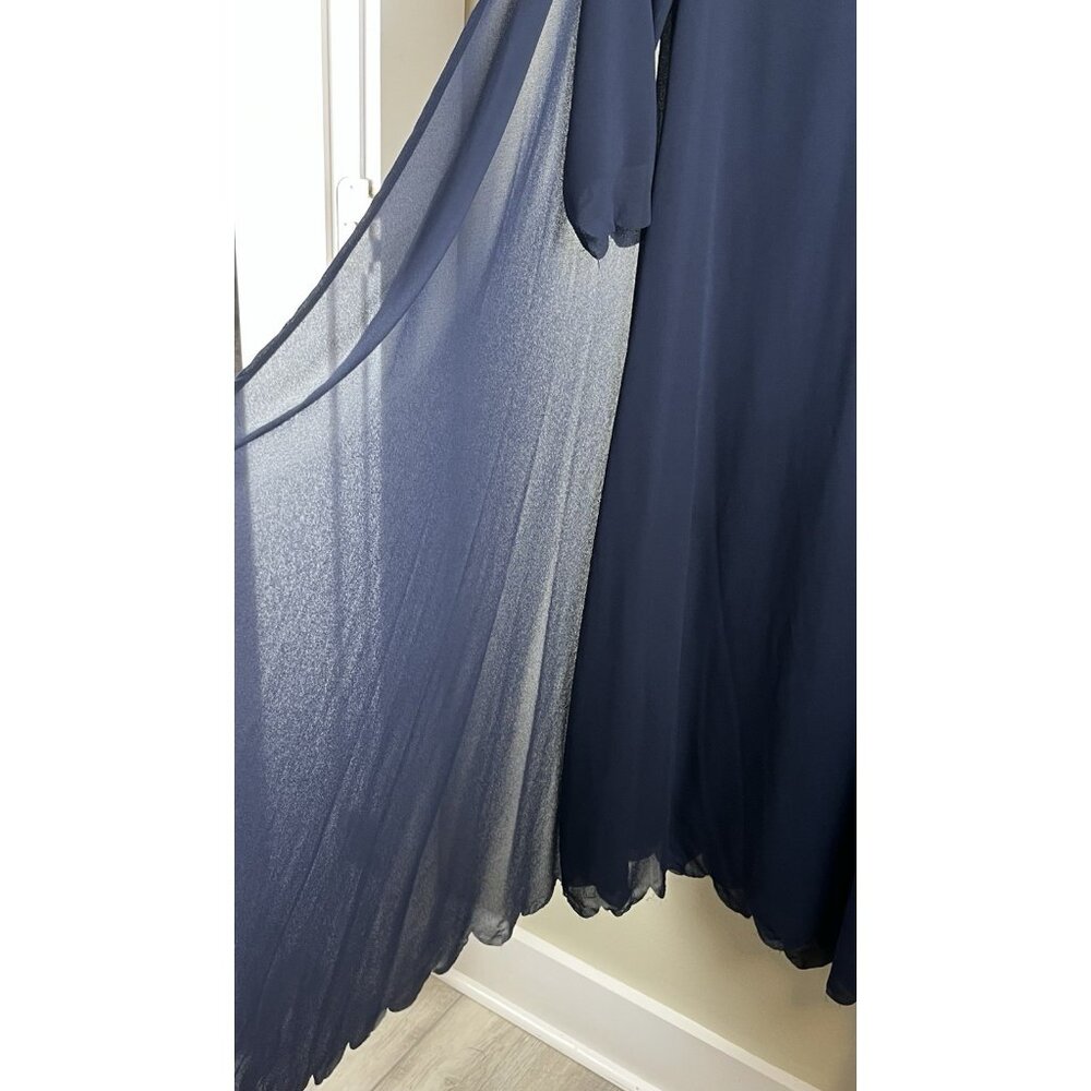 Dainty Jewells Cape Dress‎ Modest Navy Blue 3/4 Sleeve Elegant EventConservative - Picture 4 of 8